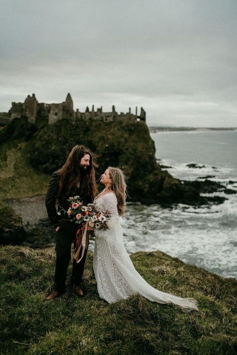 This Northern Ireland wedding photography looks like a fairy tale. Located on the Causeway Coast, this romantic elopement is right out of a story book. Photos by Epic Love Photography Causeway Coast, Ireland Elopement, Romantic Elopement, Book Photos, Winter Elopement, Ireland Wedding, Blue Floral Dress, Blue Wedding Dresses, Adventure Wedding