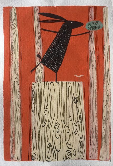 Angela Smyth, Sew Bunny, Hare Illustration, Tactile Art, Art Rabbit, Primitive Art, Journal Inspo, Year Of The Rabbit, Paper Art Craft