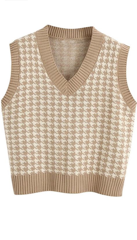 Sweater vest brown with patterns From Zara Sweater Vest Brown, Ribbed Pencil Skirt, Crochet Sweater Vest, Calf Length Skirts, Brown Vest, Skirt High Waist, Beige Sweater, Brown Sweater, Sleeveless Sweater