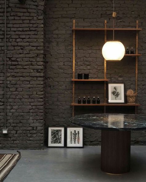 Painted Brick Interior, Brick Wall Living Room, Painted Brick Wall, Remodeling Trends, Painted Brick Walls, Black Brick Wall, Interior Brick, Brick Interior Wall, Brick Interior