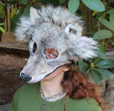 Wolf mask style headdress by Lupa, 2012. http://www.thegreenwolf.com/artwork.html Brown Wolf, Viking Cosplay, Wolf Mask, Wolf Face, Head Mask, Howl At The Moon, Skin Mask, Animal Bones, Wolf Head