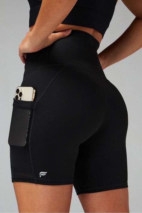 On-The-Go PowerHold® Ultra HW 6'' Short - Fabletics Casual Compression High-waisted Athletic Shorts, Black Compression High-waisted Athletic Shorts, Solid Compression High-waisted Athletic Shorts, Compression High-waisted Training Shorts, Compression High-waisted Shorts With Elastic Waistband, Shorts Workout, Female Activewear, Dr Closet, Leggings Women