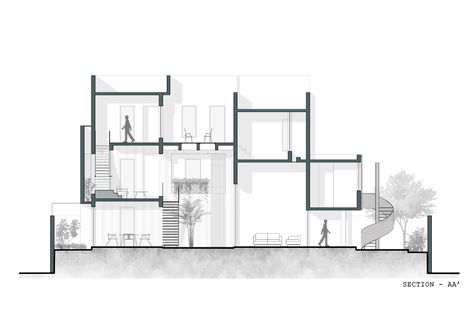 Section House Architecture, Plan And Section Architecture, Section Plan Architecture, House Section Drawing, Modular House Design, Floor Plans Architecture, Section Architecture, Architecture Sections, Section Drawing Architecture