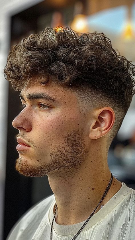 Curly Hairstyles For Boys, Temple Fade, Curly Hairstyles Men, Simple Haircut, Curly Mohawk Hairstyles, Men Fade Haircut Short, Mens Hairstyles Curly, Curly Hair Fade, Mens Haircuts Short Hair