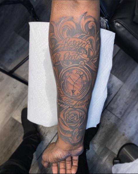 Rare Tattoos Men Forearm, Half Sleeve Forearm, Rare Tattoos Men, Arm Tattoos Black, Memorial Tattoo Ideas, Arm Tattoos For Guys Forearm, Tattoos Forearm, Black Men Tattoos, Rare Tattoos