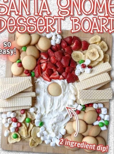 Gnome Charcuterie Board, Santa Gnome Dessert Board, Gnome Dessert Board, Gnome Desserts, Christmas Dessert Charcuterie Board, Holiday Charcuterie, Kids Plate, Dessert Board, Gnome Decor