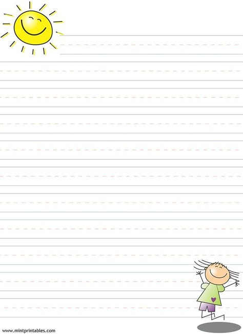 Free printable writing pages for kids Kindergarten Lined Paper, Kindergarten Writing Paper, Paper For Writing, Free Writing Paper, Writing Page, Writing Paper Template, Printable Lined Paper, Handwriting Paper, Handwriting Practice Sheets