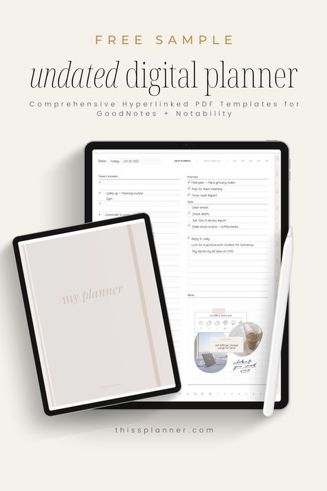 free popular undated digital planner sample | goodNotes planner for iPad planning freebie | digital Undated Weekly Planner Free Printable, Goodnotes To Do List Template, Good Notes Templates Free Planner Aesthetic, Free 2023 Printable Planner, Daily Digital Planner Template, 2023 Planner Template Free, Ipad Planner Template Free 2023, Undated Planner Printables Free, Goodnotes Planner Template Free 2023