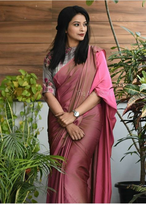 Casual Saree Look For Party, Turquoise Saree Contrast Blouse, Professional Blouse Designs, Official Saree, Kerala Saree Blouse Designs, Formal Saree, Saree Blouse Styles, Cotton Saree Blouse Designs, Simple Saree Designs