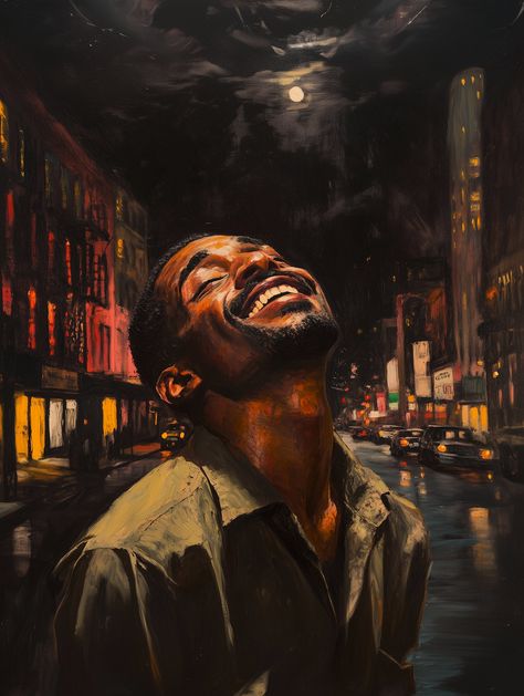 A man feeling the breeze of the night in Harlem Renaissance era.  --------------------------------------------------------------------------- Includes 5 different sizes 2x3 * Inch: 4"x6", 6"x9", 8"x12", 10"x15", 12"x18", 16"x24" * Cm: 10x15, 20x30, 30x45, 40x60, 50x76 3x4 * Inch: 6"x8", 9"x12", 12"x16", 15"x20", 18"x24" * Cm: 15x20, 30x40, 45x60 4x5 * Inch: 8"x10", 12"x15", 16"x20", 24x30" * Cm: 8x10, 12x15, 40x50, 60x76 11x14 * Inch: 22"x28" * Cm: 56x71 ISO * A4, A3, A2, A1 Art By Black Artists, Black Portrait Painting, Afrocentric Art Painting, Black Joy Art, Black Artwork Inspiration, Afrocentric Art Wallpaper, Black American Art Work, Freaknik Aesthetic, Queer Black Art