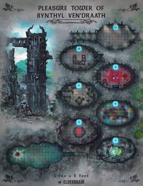 Demon Spells, Mage Tower, Map Layout, Dnd World Map, Building Map, Tabletop Rpg Maps, Adventure Map, Rpg Map, Dnd Monsters