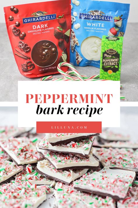 This peppermint bark recipe requires just a few ingredients to make this holiday classic. Top with crushed candy canes, toffee bits, or nuts! #chocolate #marblebark #peppermintbark #candybark #christmascandy #peppermint Easy Peppermint Bark Recipe, Easy Peppermint Bark, Christmas Peppermint Bark, Peppermint Bark Recipe, Homemade Peppermint Bark, Peppermint Bark Recipes, Holiday Fudge, Perfect Christmas Dinner, Christmas Bark