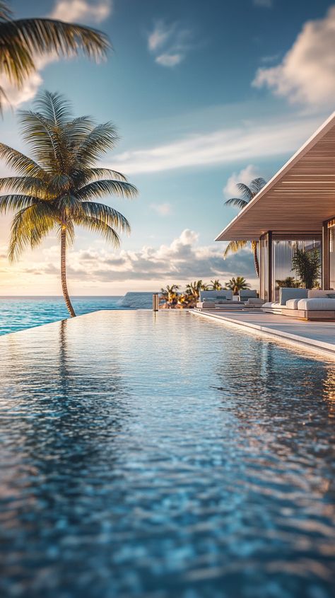 Name for the picture: Stunning beachfront villa infinity pool ocean view Infinity Pool Pictures, Seaside Photography, Coastal Luxe, Pool Pictures, Beachfront Villa, Caribbean Homes, Pool Picture, Pool Lights, Luxury Pool