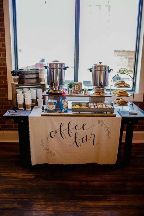 Reception Food Station, Wedding Reception Food Stations, Cookie Bar Wedding, Wedding Food Table, Coffee Bar Wedding, Wedding Food Stations, Buffet Dessert, Autumn Wedding Reception, Donut Bar