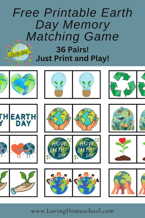 Match Earth saving pictures with this Free Printable Earth Day Memory Matching Game! Perfect for elementary, preschool and even toddler ages! 36 pairs! Recycle Preschool, Earth Day Pictures, Earth Day Games, Earth Games, Saving Pictures, Earth Activities, Toddler Lessons, Penguin Coloring Pages, Lesson Plans For Toddlers