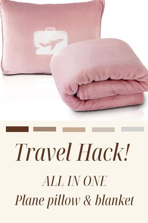 EverSnug Travel Blanket and Pillow - Premium SUPER Soft 2 in 1 Airplane Blanket with Soft Bag Pillowcase, Hand Luggage Sleeve and Backpack Clip. Comes in 7 colors and is super portable, light and comfortable! Best travel hack. Travel Pillow Diy, Plane Pillow, Travel Pillow Airplane, Airplane Blanket, Best Airplane, Airplane Pillow, Blanket And Pillow, First Plane, Pillow Blanket