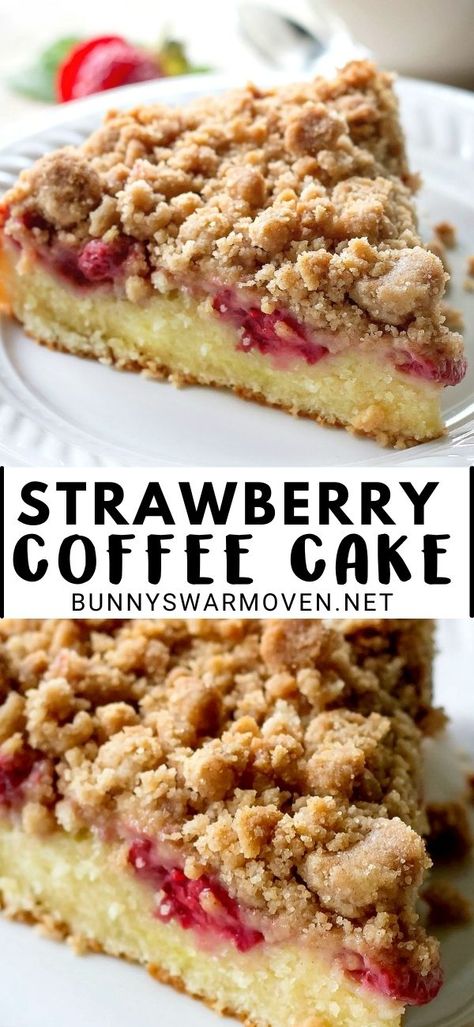 Strawberry Coffee Cake, Breakfast Cake Recipes, Strawberry Coffee, Crumb Coffee Cakes, Breakfast Coffee Cake, Coffee Cake Recipes Easy, Crumb Cake Recipe, Strawberry Breakfast, Coffee Cake Muffins