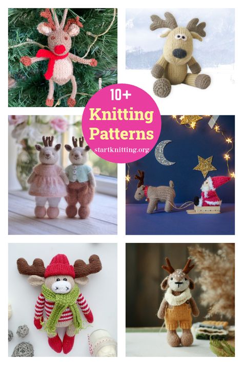 10+ Reindeer Knitting Patterns - Page 2 of 3 Knitted Reindeer Pattern Free, Reindeer Knitting Pattern Free, Christmas Knitting Patterns Free Xmas, Christmas Raindeer, Christmas Knits, Christmas Knitting Patterns Free, Animal Knitting Patterns, Knitting Patterns Toys, Christmas Knitting Patterns