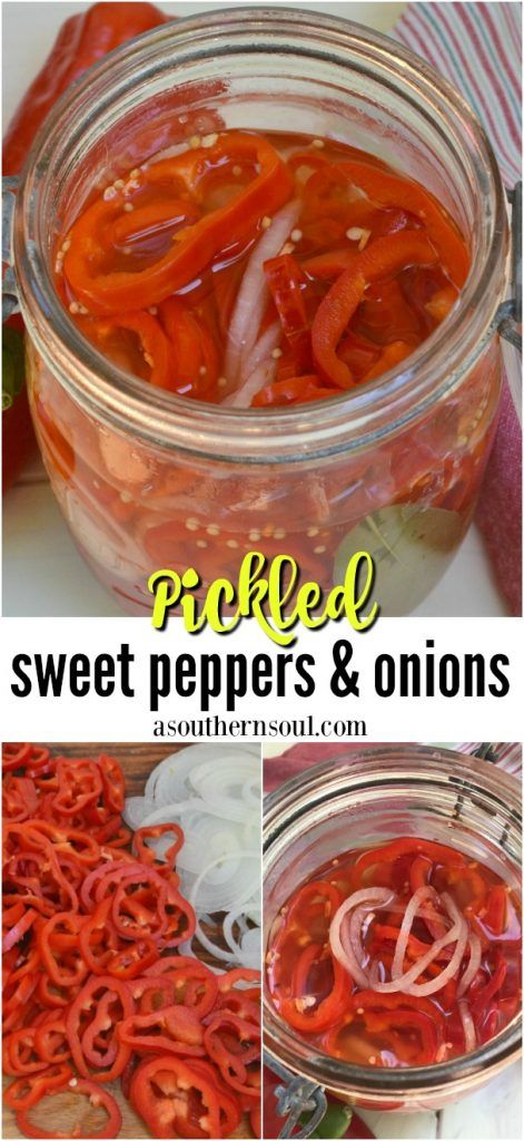 Pickled Sweet Peppers & Onions - A Southern Soul Pickled Red Onions And Peppers, Canned Peppers And Onions, What To Do With Red Peppers, Sweet Red Pepper Recipes, Pickled Red Peppers Recipe, Pickled Ideas, Pickled Red Peppers, Picked Peppers, Pickle Flavors