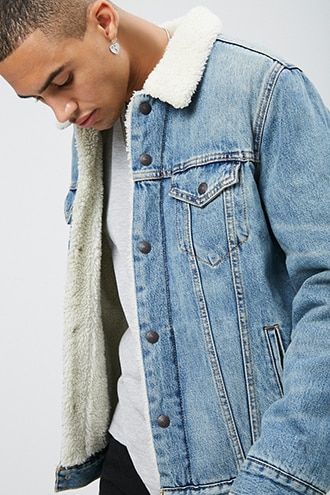 Levis Sherpa Trucker Jacket Sherpa Trucker Jacket, Trucker Jacket, Denim Vest, Denim Button Up, Button Up Shirts, Photo Inspiration, Dress Shop, Mens Jackets, Denim Jacket