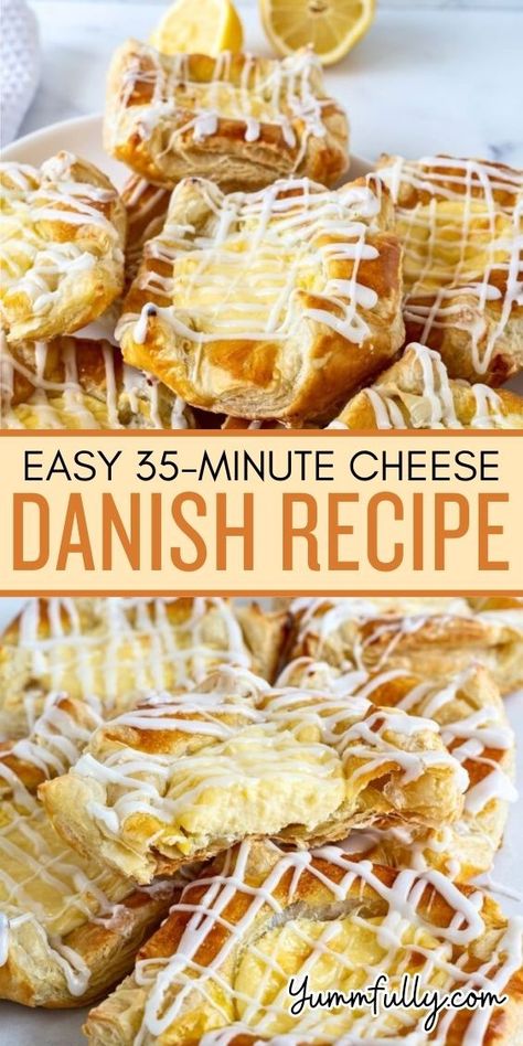 Anyone can make this foolproof Cheese Danish recipe! Using frozen puff pastry makes it so easy, it practically makes itself. The luscious sweet cream cheese center is to die for and only takes 5 minutes to make. Flaky, sweet, creamy Cheese Danish in just about 35 minutes! Danish Recipe Puff Pastry, Easy Cream Cheese Danish Recipe, Cream Cheese Danish Recipe, Cheese Danish Recipe, Pastries Recipes Dessert, Danish Recipe, Cream Cheese Danish, Cheese Puff Pastry, Cheese Danish