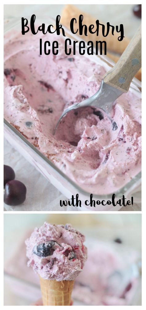 Black Cherry Ice Cream Recipe, Cherry Chocolate Chip Ice Cream, Black Cherry Ice Cream, Cherry Ice Cream Recipe, Ice Cream Video, Chocolate Cherry Ice Cream, Ice Cream Videos, Homemade Cherry Pies, Gelato Recipe