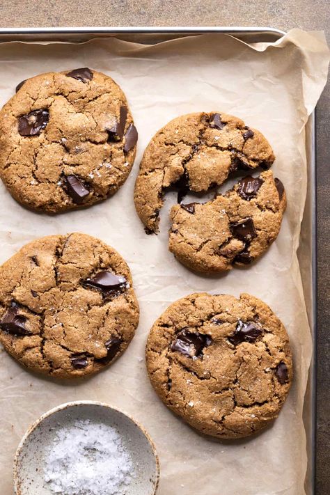 Small Batch Healthy Desserts, Small Batch Healthy Cookies, Healthy Almond Flour Cookies, Paleo Almond Butter Cookies, Cookies With Almond Flour, Small Batch Chocolate Chip Cookies, Small Batch Cookies, Paleo Chocolate Chip Cookies, Jam Thumbprint Cookies