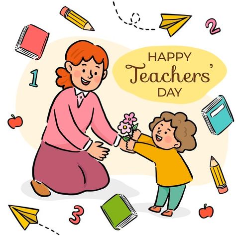 Teachers Day Painting, 7 Marsi, Children's Day Message, Geek Pride Day, Teachers Day Drawing, Support Illustration, Back To School Background, Painting Teacher, School Background