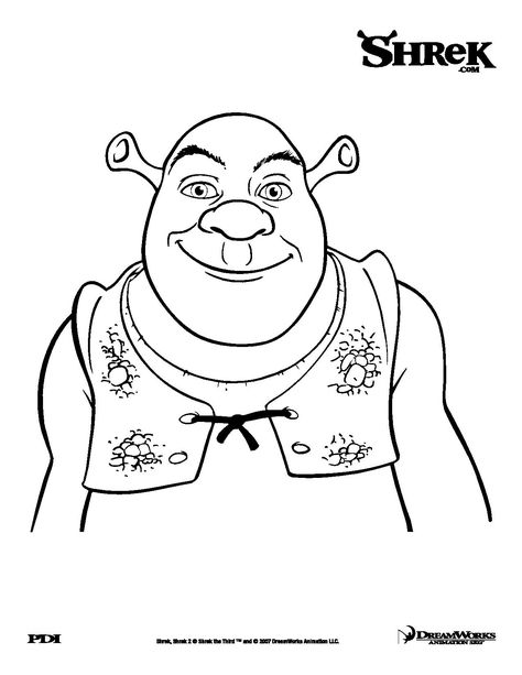 A smiling ogre! And yes, it is Shrek, the one and only - Shrek - Coloring pages of characters from DreamWorks Animation movies and other - JustColor.net Kids : Free printable Coloring Pages for Kids Shrek Coloring Pages, Shrek Drawing, Drawing Stencils, Pokemon Coloring, Dreamworks Animation, Cool Coloring Pages, Page Ideas, Christmas Coloring Pages, Free Printable Coloring