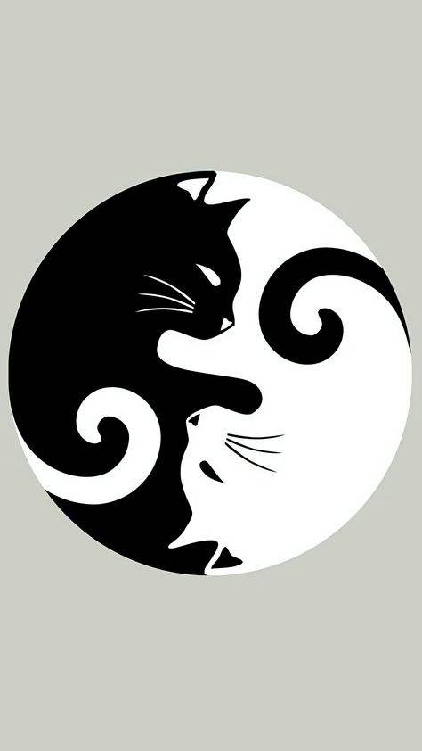 Cat And Dog Tattoo, Cat Tattoo Simple, Yang Tattoo, Yin Yang Tattoos, Tattoo Templates, Tape Art, Line Art Tattoos, Tattoo Outline, Ying Yang