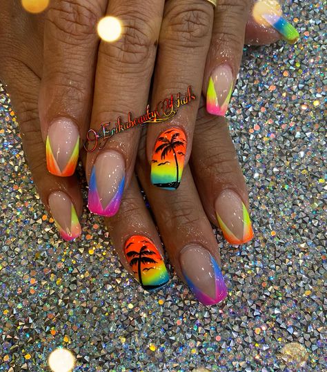 Tiki Nails, Tiki Pool, Fall Acrylic, Fall Acrylic Nails, Beach Nails, Beauty Nails, Pool Party, Acrylic Nails, Pool