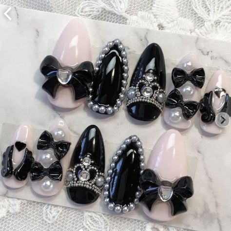 Jirai Kei Nails, Blk Nails, Kawaii Skincare, Makeup Dior, Angel Princess, Asian Nails, Aesthetic Goth, Jirai Kei, Gothic Nails