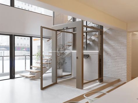 Platform Home Lift - V80 Aurora from Cibes Lift Asia Home Lift, Glass Cabin, Cabin Home, Lift Design, Recessed Ceiling, House Elevation, Space Saving Solutions, Universal Design, Wood Light