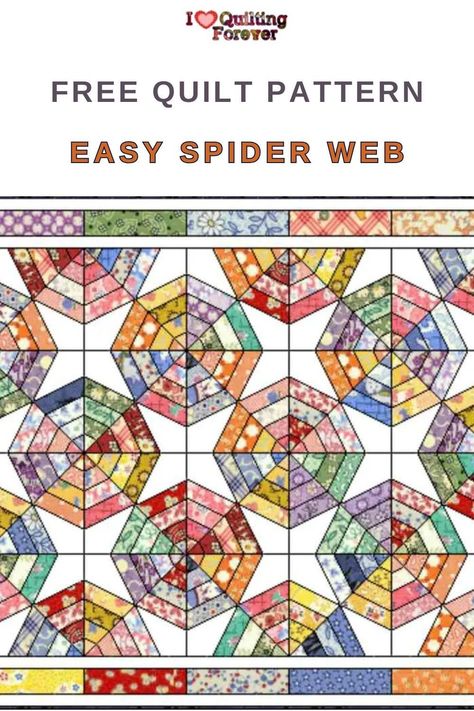 Learn how the art of paper piecing can bring the iconic Spider Web design to life in a quilt. Halloween Quilting Patterns, Wacky Web Quilt Pattern, Spider Web Quilt Block, Spider Quilt Block, Spider Quilt Pattern, Quilting Paper Piecing Patterns Free, Spider Web Quilt Pattern Free, Spider Web Quilt Pattern, Spiderweb Quilt Pattern