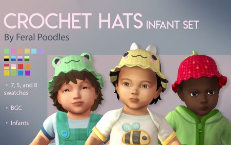 Crochet Infant Hats, Ts4 Maxis Match Cc, Crochet Bucket Hats, Infant Hats, Sims Baby, Maxis Match Cc, Sims 4 Children, Sims 4 Mm Cc, Free Sims