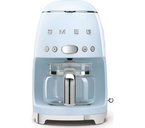 Buy SMEG 50's Retro DCF02PBUK Filter Coffee Machine - Pastel Blue | Free Delivery | Currys Retro Refrigerator, Coffee Maker Machine, Cheap Coffee, Drip Coffee Makers, Reusable Coffee Filter, Filter Coffee Machine, Appliances Design, Coffee Scoop, Glass Carafe