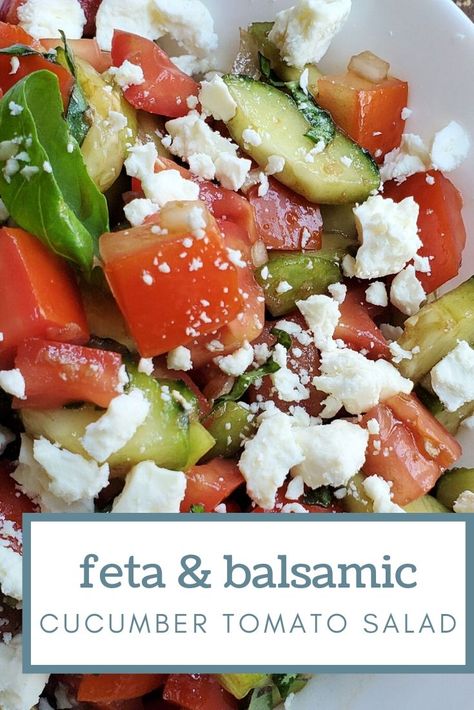 Tomato Cucumber Feta Salad, Cucumber Tomato Feta Salad, Cucumber Feta Salad, Tomato Basil Salad, Tomato Salad Recipes, Fresh Salad Recipes, Cucumber Tomato Salad, Main Dish Salads, Feta Salad