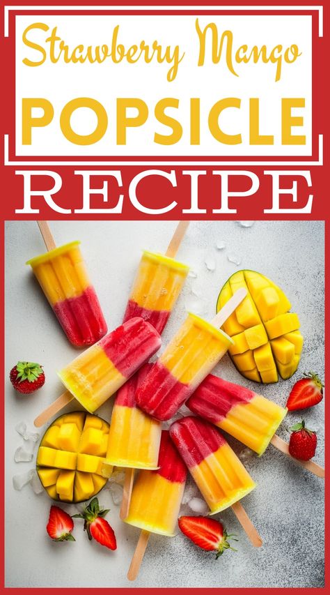 Strawberry Mango Popsicle Recipe For Kids' Favorite Delight Home Made Popsicles, Mango Popsicle Recipes, Popsicle Recipe For Kids, Mango Popsicles, Ripe Mango, Homemade Popsicles, Popsicle Molds, Popsicle Recipes, Perfect Pies