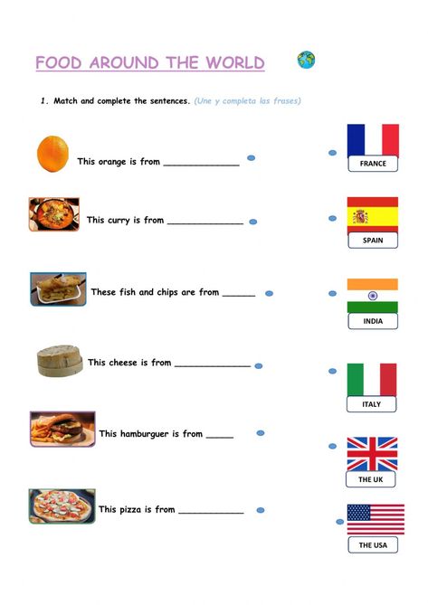 Food online exercise for 1º. You can do the exercises online or download the worksheet as pdf. Food Around The World Worksheet, Food Around The World For Kids, Food Around The World Activities, Around The World Worksheets, Around The World Activity, Food From Around The World, Food Around The World, Around The World Theme, Classroom Decor High School