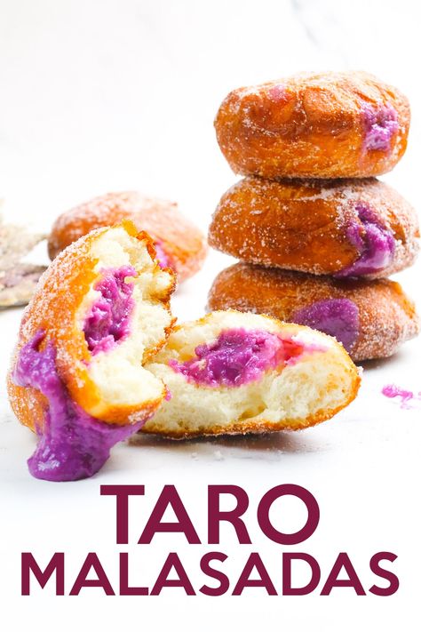 Taro Recipes Food, Hawaiian Malasadas Recipe, Taro Desserts, Malasadas Recipe Hawaii, Taro Dessert, Malasadas Recipe, Polynesian Recipes, Taro Recipes, Philippine Food