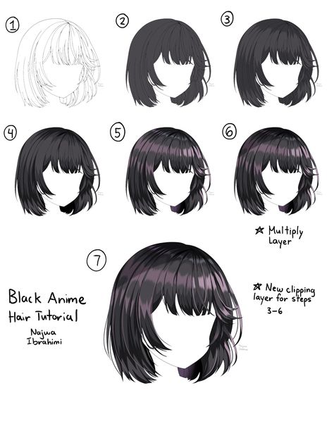 Ibispaint Tutorial, Hair Shading, Anime Hair Color, How To Draw Anime, Drawing Hair Tutorial, Manga Tutorial, Manga Hair, Drawing Hair, Hair Sketch