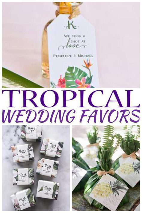 Tropical Bridal Shower Favors, Tropical Wedding Party Favors, Tropical Wedding Cake Ideas, Island Theme Wedding, Hawaiian Wedding Favors, Tropical Theme Wedding, Hawaiian Wedding Themes, Tropical Wedding Favor, Rehearsal Dinner Favors