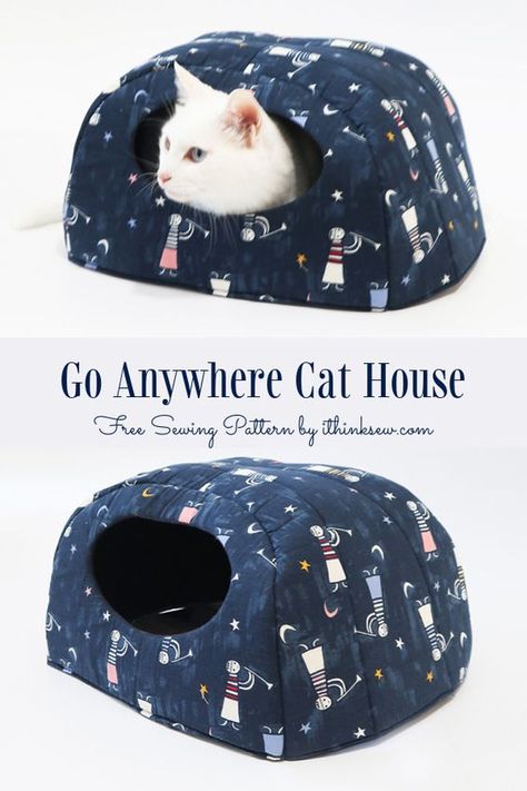 Pet Bed Pattern, Cat Bed Pattern, Diy Cat Tent, Fabric Art Diy, Cat Teepee, Diy Cat Bed, Diy Pet Bed, Pet Sweaters, Cat House Diy