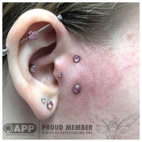 Side burn surface bar piercing with jewelry from industrial strength done by Rachael Dancer Surface Bar Piercing, Bar Piercing, Piercing Ideas, Beautiful Jewelry, Piercings, Dancer, Bar, Tattoos, Clothes