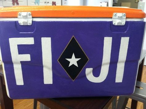 Fiji Fiji Formal Cooler, Fiji Frat Cooler, Fiji Frat, Fiji Cooler, Formal Coolers, Frat Formal, Fraternity Shirt Design, Painted Coolers, Formal Cooler Ideas