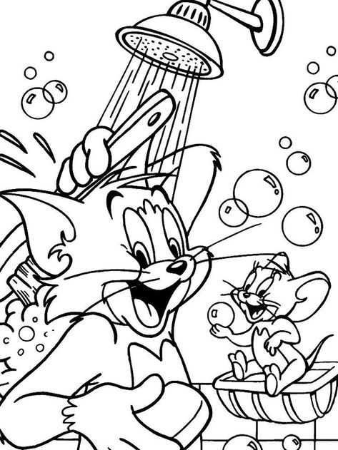 Tom And Jerry Coloring Pages, Tom And Jerry Coloring, Coloring Pictures For Kids, Desenho Tom E Jerry, Abstract Coloring Pages, Cartoon Coloring, Tom Y Jerry, Summer Coloring Pages, Cat Coloring Page