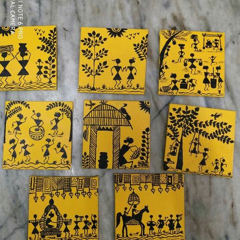 African Drawings, Worli Painting, Warli Painting, Warli Art, Easy Mandala Drawing, Coaster Art, Indian Art Gallery, Mandala Art Therapy, Mandala Art Lesson