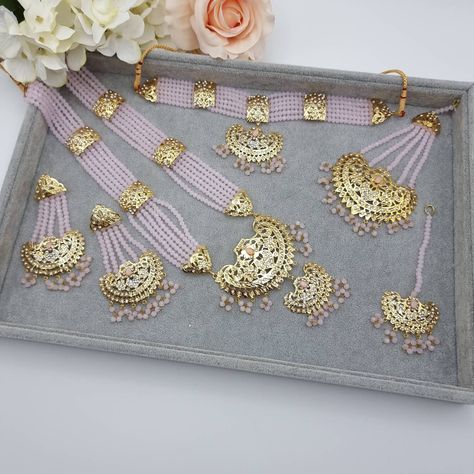 Bilqees Jadau Full Bridal Jewelry, Rani Haar Indian Pakistani Jewelry Rampuri Jewellery Set, Full Bridal Jewellery Set, Jadau Jewellery, Pakistani Earrings, Rani Haar, Baby Rosa, American Diamond Necklaces, Bridal Jewelry Set, Pearl Shop