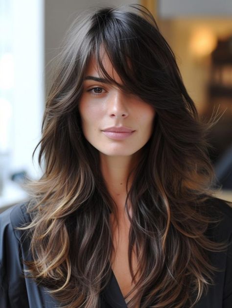 Medium Face Framing Haircut, Feathered Side Bangs, Spring Hairstyles For Long Hair, Hairstyle Long, Cute Styles, Hairstyles For Layered Hair, Hair 2024, Long Layered Haircuts, Hair Crush