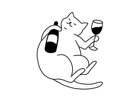 tattoo — cat drinking wine Cat doodle tattoo Cat Drinking Wine Tattoo, Cat Wine Tattoo, Cat Doodle Tattoo, Wine Tattoo Ideas, Cat Drinking Wine, Swirl Design Pattern, Tattoo Gato, Wine Glass Drawing, Wine Tattoo